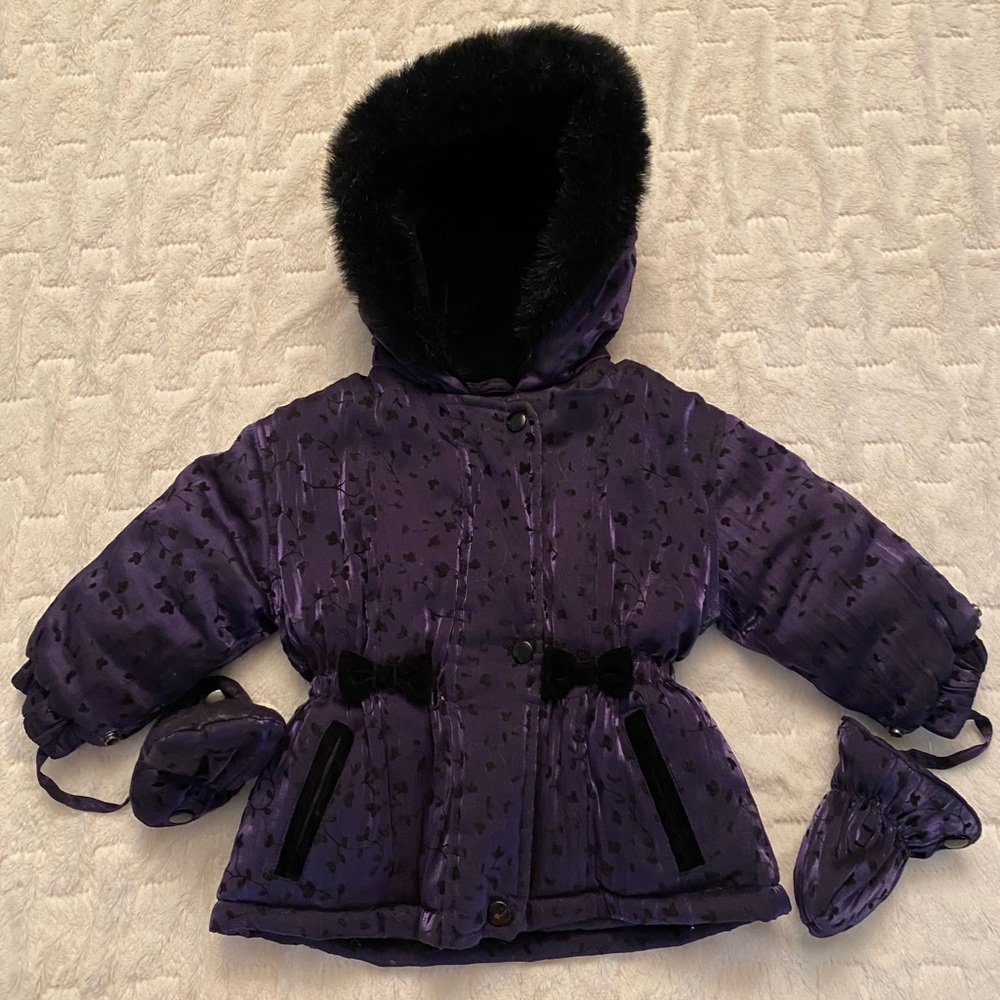 ❄️Rothschild Velvet Flocked Hooded Purple Coat - Picture 3 of 11